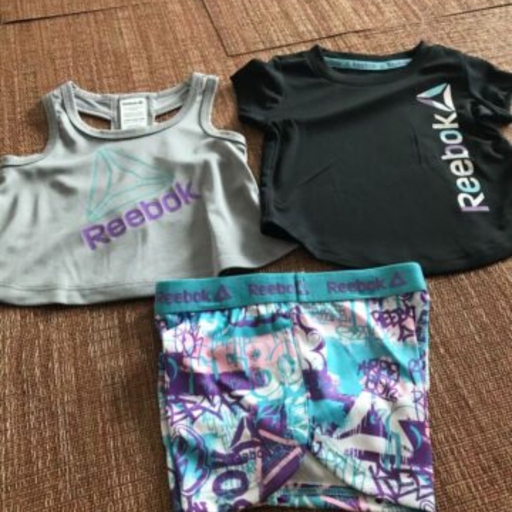 REEBOK GIRS 3 PIECE SHORT SET : Shorts, Shirt and tank Top SIZES - 18 MONTHS NEW - Picture 2 of 3